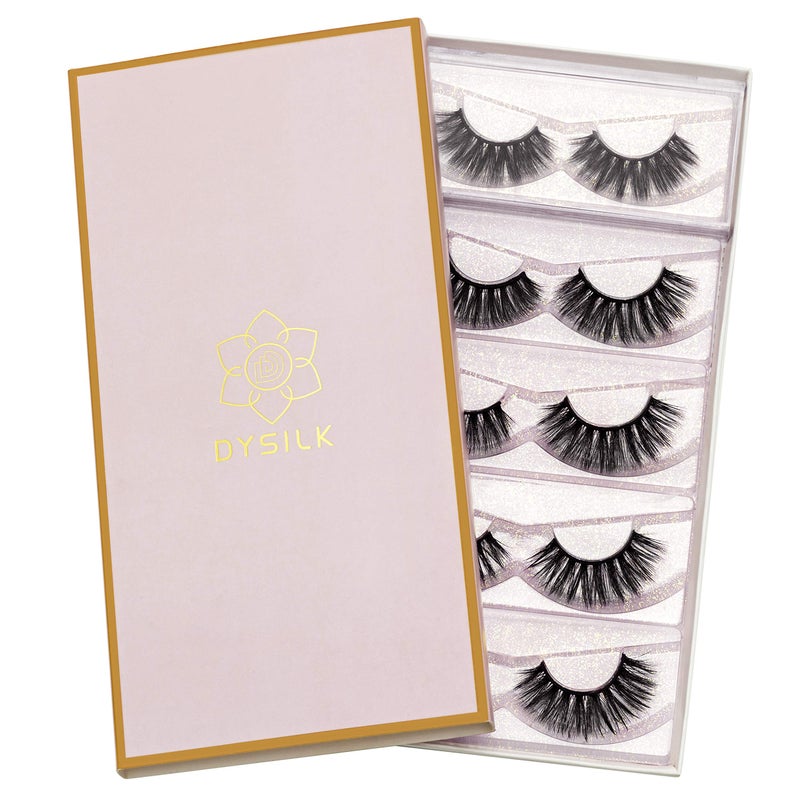 DYSILK Lashes False Eyelashes - Mink Lashes 5 Pairs 6D Faux Eyelash - Wispy Eyelashes Fluffy Strip Lashes Fake Eyelashes Reusable Lash Extension Kit | 15.5mm - Image 5